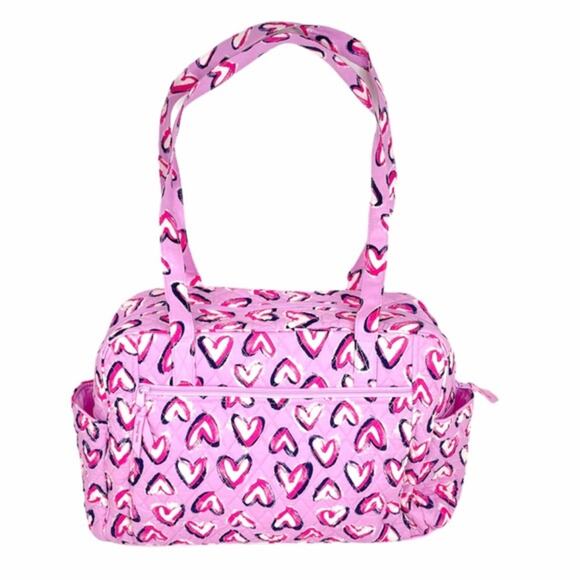 Vera Bradley Baby Diaper Bag Hearts Iced Pink Purple - Picture 3 of 9